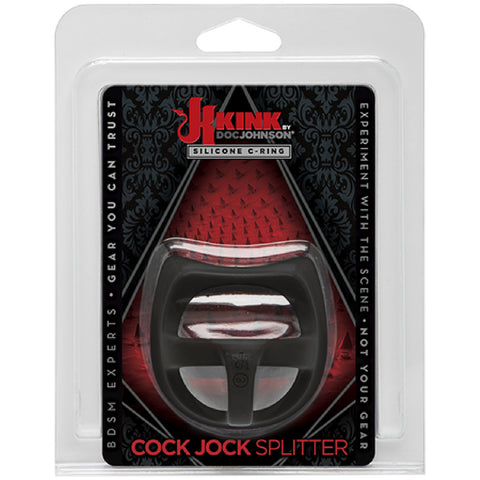 Cock Jock Splitter Silicone C-Ring Sex Toy Feel Stronger Last Longer (Black)