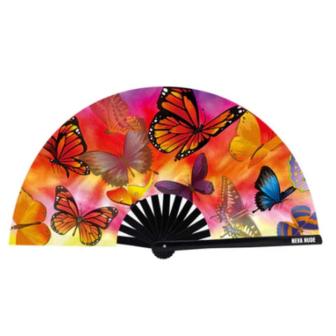 Butterfly Garden Blacklight Folding Fan for Festivals Raves