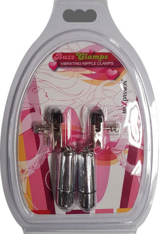 Buzz Clamps Vibrating Nipple Clamps (Silver)