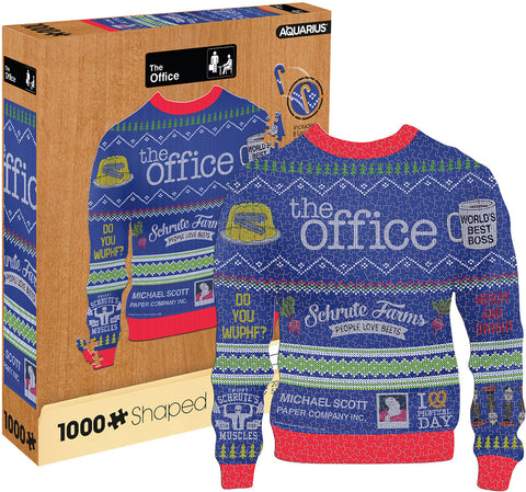 Aquarius Puzzle The Office Ugly Sweater Shaped Puzzle 1,000 pieces