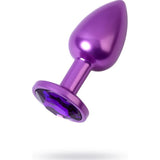 Purple Metal Anal Plug w Purple Crystal Small