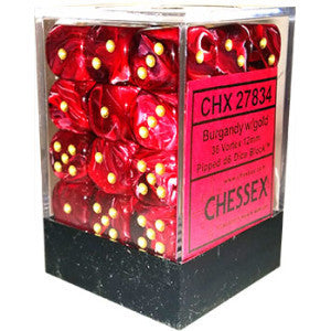 Chessex D6 Vortex 12mm d6 Burgundy/gold Dice Block