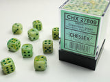Chessex D6 Marble 12mm d6 Green/dark green Dice Block