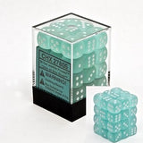 Chessex D6 Frosted 12mm d6 Teal/white Dice Block