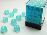 Chessex D6 Frosted 12mm d6 Teal/white Dice Block