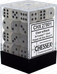 Chessex D6 Frosted 12mm d6 Clear/black Dice Block