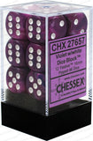 Chessex D6 Festive 16mm d6 Violet/white Dice Block