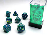 Chessex D7-Die Set Festive Polyhedral Green/silver 7-Die Set