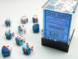Chessex D6 Gemini 12mm d6 Astral Blue-White/red Dice Block