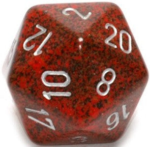 D20 Dice Speckled 34mm Silver Volcano