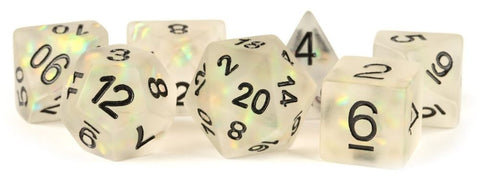 MDG Resin Icy Opal Dice Set 16mm Polyhedral - Clear