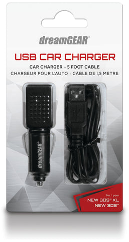 2DS/2DS XL/3DS/3DS XL dreamGEAR USB Car Charger - Black