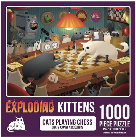 Exploding Kittens Puzzle Cats Playing Chess 1,000 pieces