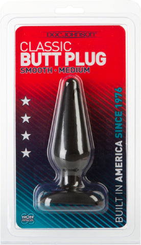 Butt Plug Smooth Anal Sex Toy Adult Pleasure Medium (Black)