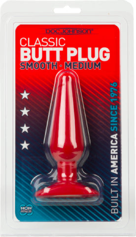 Butt Plug Smooth Anal Sex Toy Adult Pleasure Slim/Medium (Red)