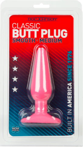 Butt Plug Smooth Anal Sex Toy Adult Pleasure Slim/Medium (Hot Pink)