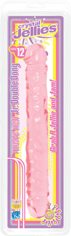 12" Jr. Double Dong Crystal Jellies Doc Johnson Sex Toy Adult Made int he USA (Pink)