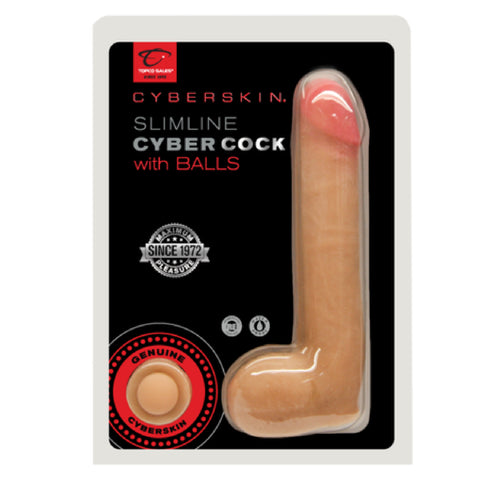Slimline CyberCock With Balls (Flesh) Sex Adult Pleasure Orgasm