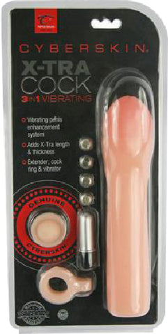 3-In-1 Vibrating X-Tra Cock (Flesh)