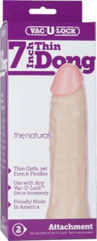 7" Thin Natural Dildo Dong Vac-U-Lock Sex Toy Adult Pleasure Orgasm (Flesh)