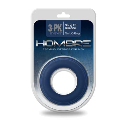 Snug Fit Silicone Thick C-Rings, 3 Pk (Navy) Cock Ring Sex Adult Pleasure Orgasm