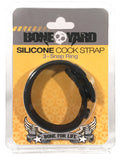 Boneyard Silicone Cock Strap - 3 Snap Ring - Black