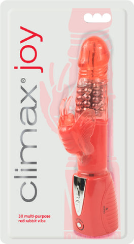 Joy 3X Multi-Purpose Rabbit Vibe (Red) Sex Toy Adult Pleasure