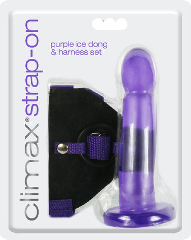 Strap-On Purple Ice Dong & Harness Set Sex Adult Pleasure Orgasm