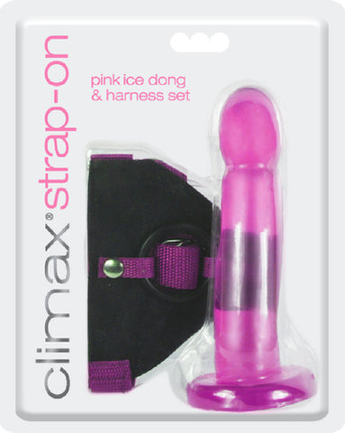 Strap-On Pink Ice Dong & Harness Set Sex Adult Pleasure Orgasm