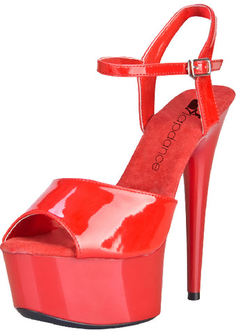 Red Platform Sandal With Quick Release Strap 6in Heel Size 7
