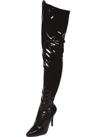 Black Pointed Toe Thigh High Boot 5in Heel Size 8