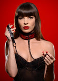 Crimson Tied Chained Collar With Leash