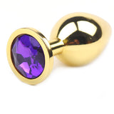 Gold Anal Plug Medium w/ Purple Diamante