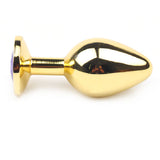 Gold Anal Plug Medium w/ Purple Diamante