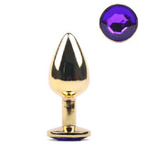 Gold Anal Plug Small w/ Purple Diamante