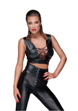 Power Wetlook Top With Lacing And Adjustable Straps