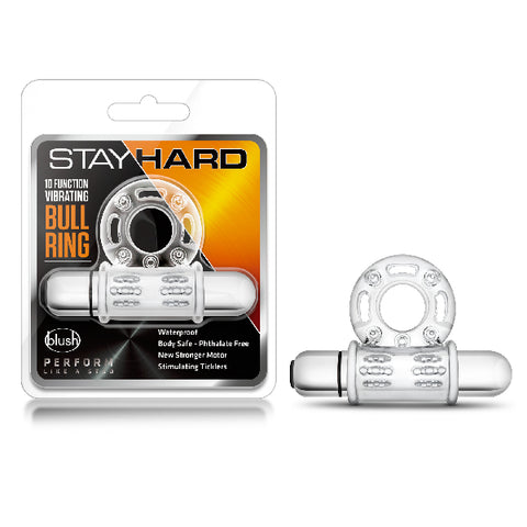 Stay Hard 10 Function Vibrating Mega Bull Ring Clear