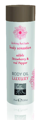 Shiatsu Luxury Body Oil Edible Strawberry & Red Pepper