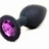 Black Silicone Anal Plug Small w/ Purple Diamond