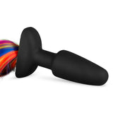 Silicone Butt Plug With Tail Rainbow