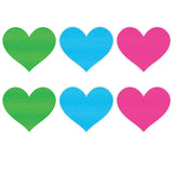 Neon Heart Pasties 3 Pk Green/Blue/Pink