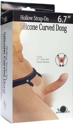 Silicone Curved Dong Strap-On (Flesh) Dildo Vibrator Sex Adult Pleasure Orgasm