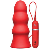 Vibrating Silicone Butt Plug - Rippled 7.5" (Red) Vibrator Sex Toy Adult Orgasm