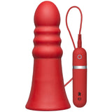 Vibrating Silicone Butt Plug - Ridged 8" (Red) Vibrator Sex Toy Adult Orgasm