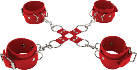 Leather Hand And Legcuffs (Red) Sex Toy Adult Pleasure