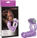 Double Diver Cock Ring Vibrator Anal While Vaginal Intercourse Sex Toy (Purple)