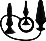 Back Up Silicone Butt Plug Kit Set (Black) Sex Toy Adult Pleasure
