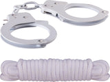 Metal Cuffs & Love Rope Kit Set (White) Sex Toy Adult Pleasure