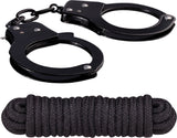 Metal Cuffs & Love Rope Kit Set (Black) Sex Toy Adult Pleasure