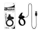 Buckle Up - USB Silicone Rabbit Cockring (Black)